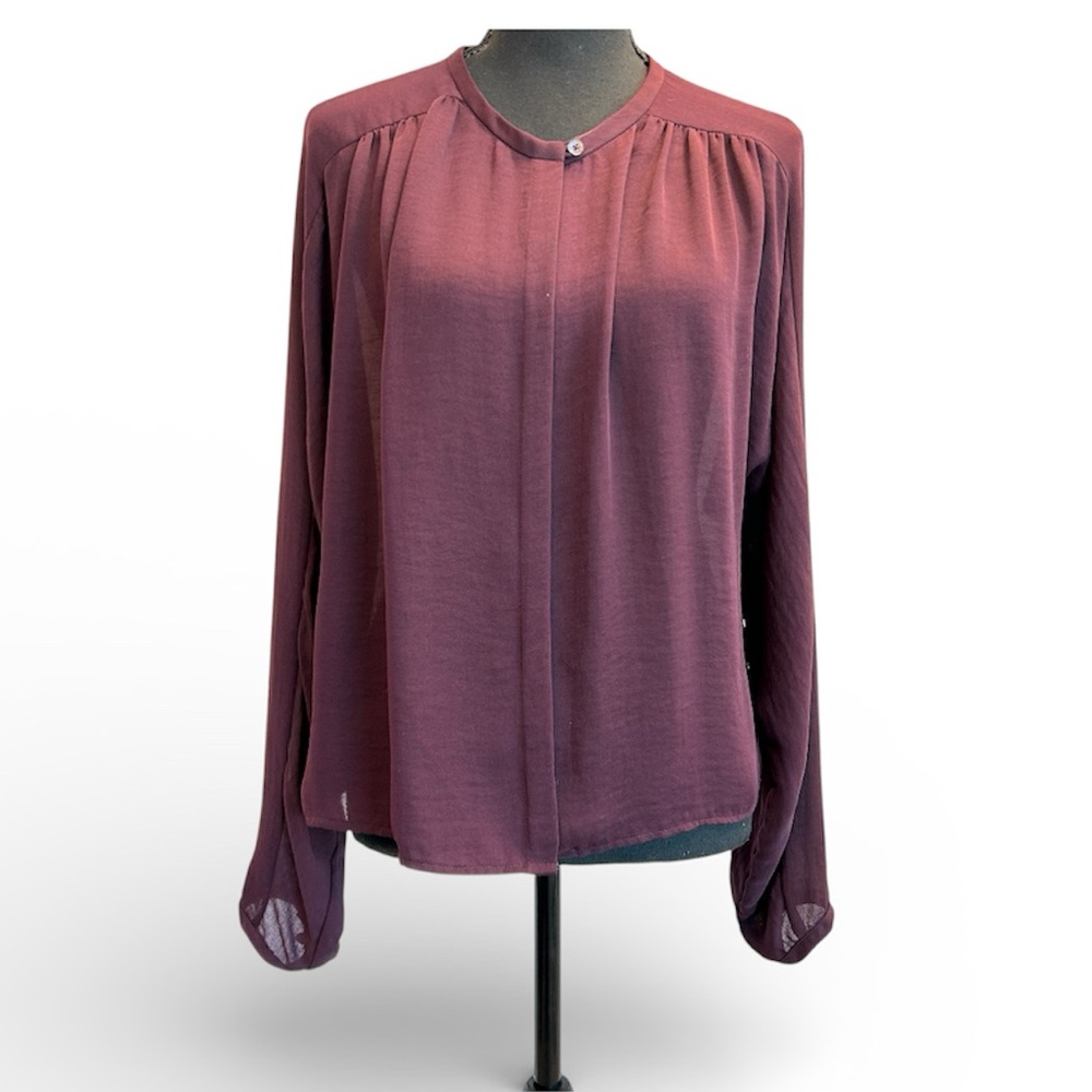 Aritzia Babaton burgundy maroon kasey blouse Sz L